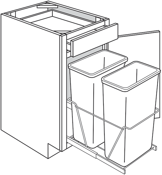 Newtown Slab Single Door Base Cabinet w/ Trash Pullout 18"W