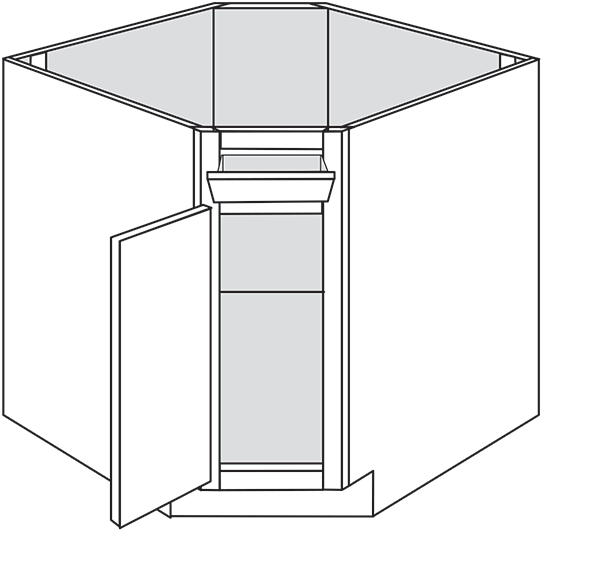 Newtown Slab Single Door Diagonal Sink Base Cabinet w/ Tiltout Tray 36"W
