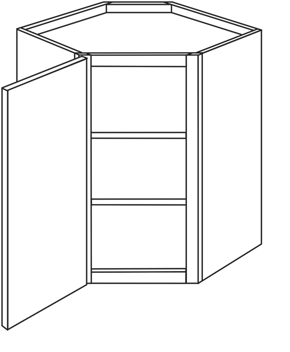 Newtown Slab Single Door Diagonal Wall Cabinet 24"W x 30"H