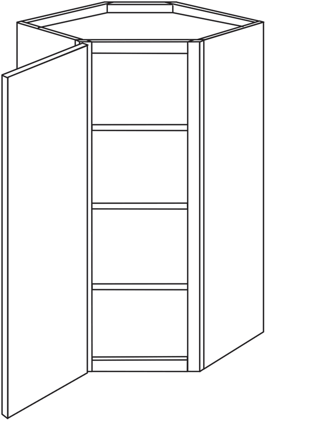 Newtown Slab Single Door Diagonal Wall Cabinet 24"W x 42"H