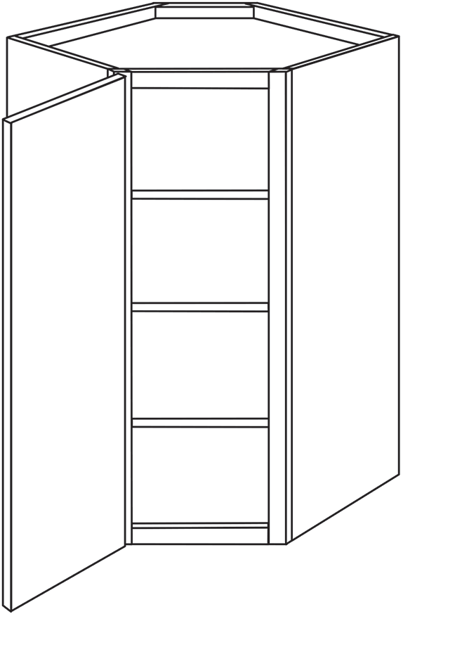 Newtown Slab Single Door Diagonal Wall Cabinet 27"W x 42"H