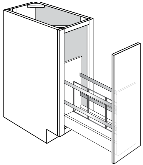 Newtown Slab Single Door Full-Height Base Cabinet w/ Tray Divider Pullout 9"W