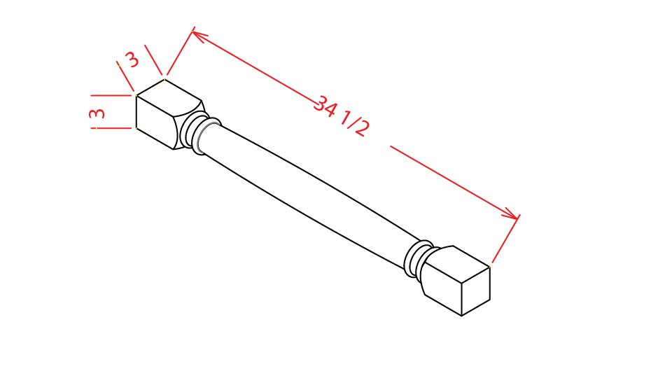 Frosted White Shaker Classic Decorative Leg - 3"W X 3"D X 34 1/2"H