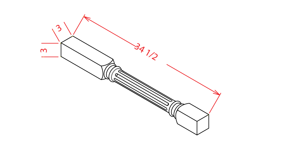 Frosted White Shaker Fluted Decorative Leg - 3"W X 3"D X 34 1/2"H