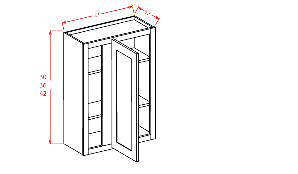 Frosted White Shaker Wall Blind Corner Cabinet - 27"W X 36"H X 12"D