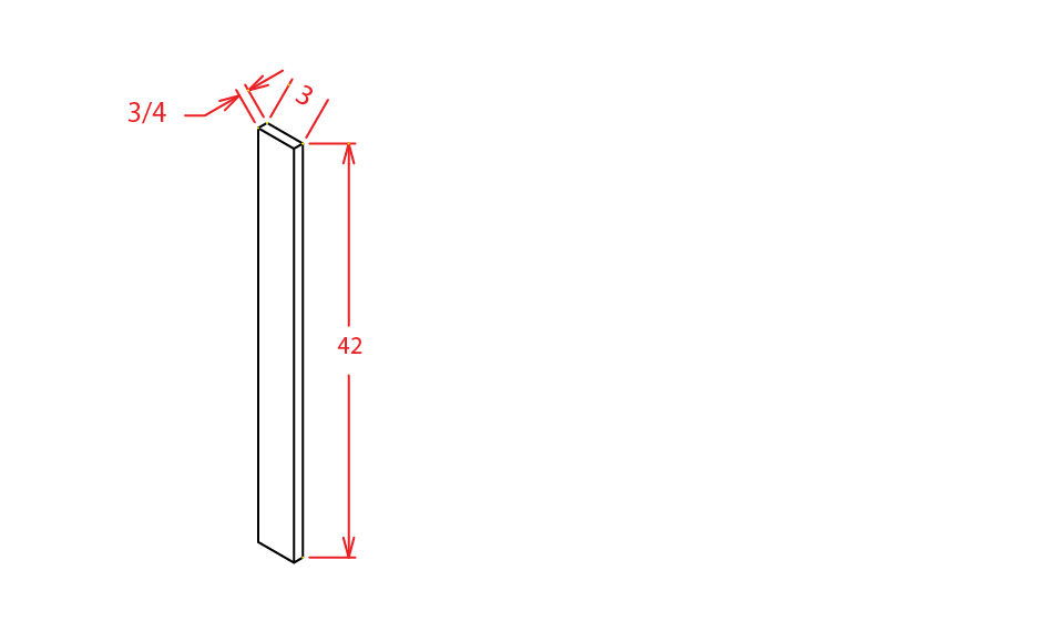 Frosted White Shaker Wall Filler - 3"W X 42"H