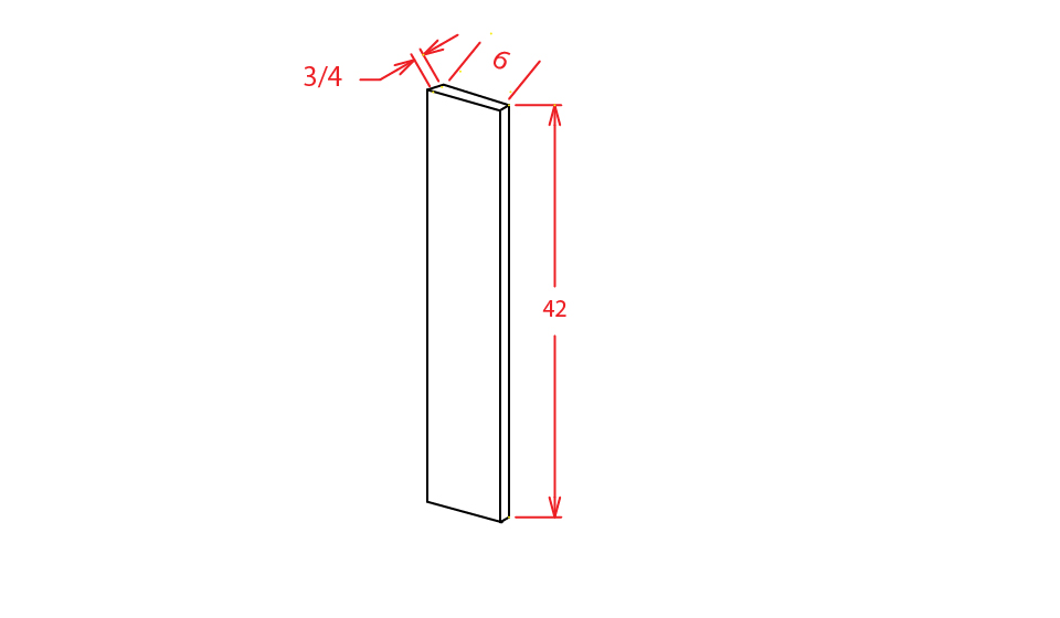 Frosted White Shaker Wall Filler - 6"W X 42"H