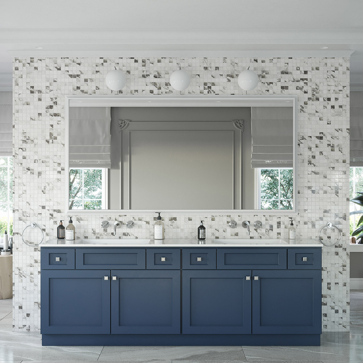 3Piece Florence Midnight Blue 96" Vanity Set RTA Store