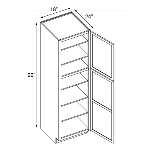 Primary Grey Shaker Pantry - 18" W x 96" H
