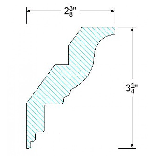 Dove White Crown Molding - 2.375"W x 3.25"D x 96"L