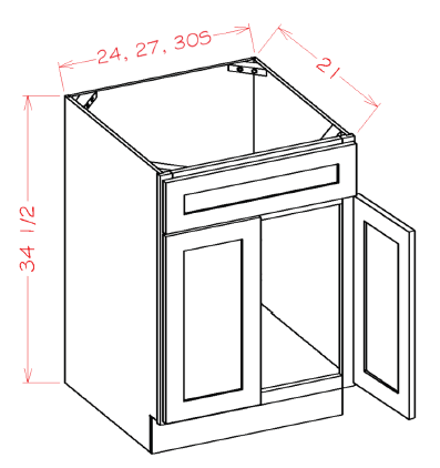 Timber Mist Double Door Vanity Sink Base - 30"