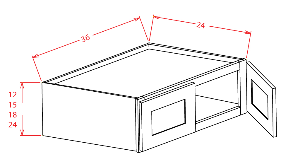 Timber Mist Wall Refrigerator Cabinet - 36"W X 12"H X 24"D