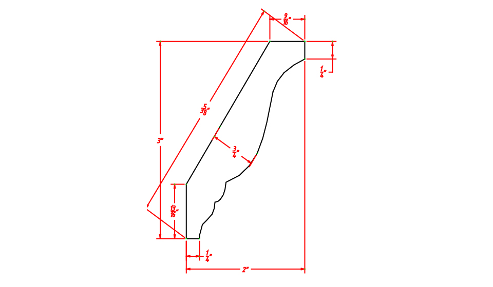 Timber Mist Decorative Crown Molding - 2"D X 96"L X 3"H