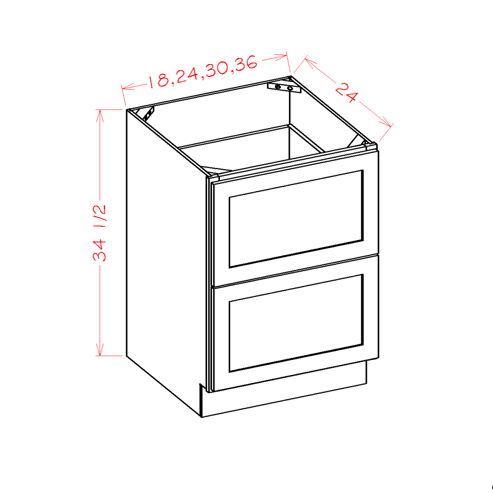 Two Drawer Base Cabinet