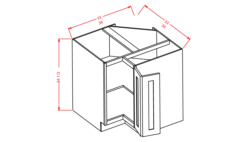 Timber Toffee Base Easy Reach Cabinet - 36"W X 34-1/2"H