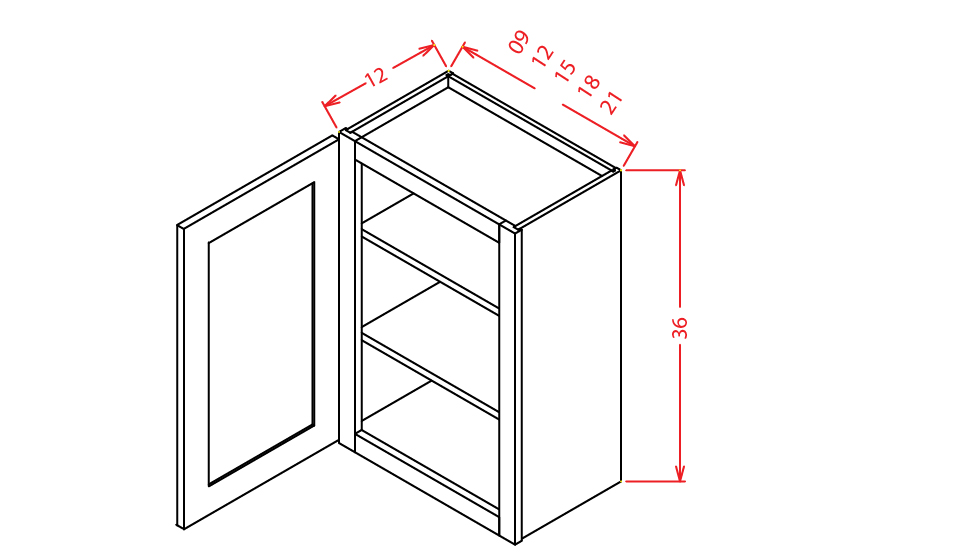 Wall Cabinet - 9"W X 36"H X 12"D