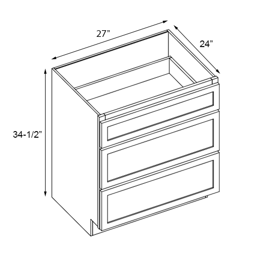 Weston White Shaker Drawer Base Cabinet - 27