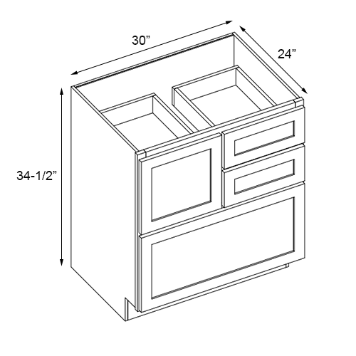 Florence Honey Shaker Cooking Center Base Cabinet - 30" W