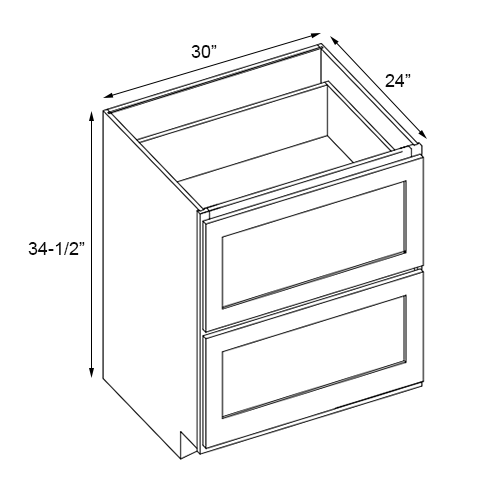 Florence Honey 2 Drawer Base Cabinet - 36