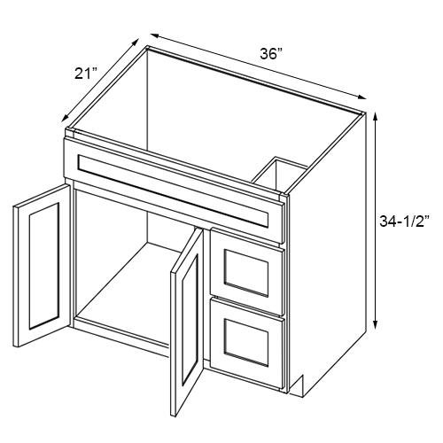 Vanity Sink Base Right Drawer Stacking Cabinet 