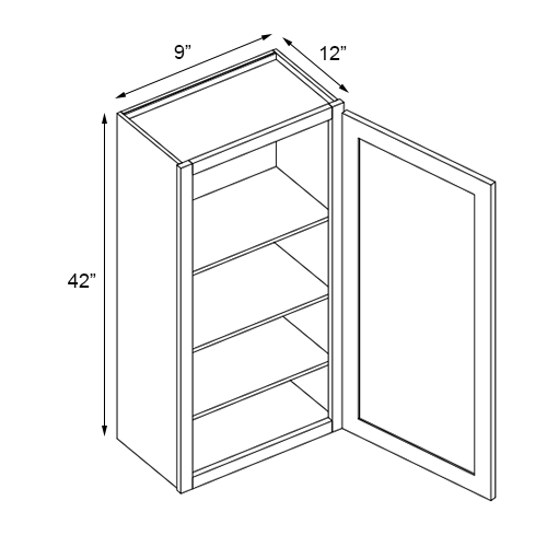 Florence Honey Shaker Single Door Wall Cabinet - 9" W x 42" H