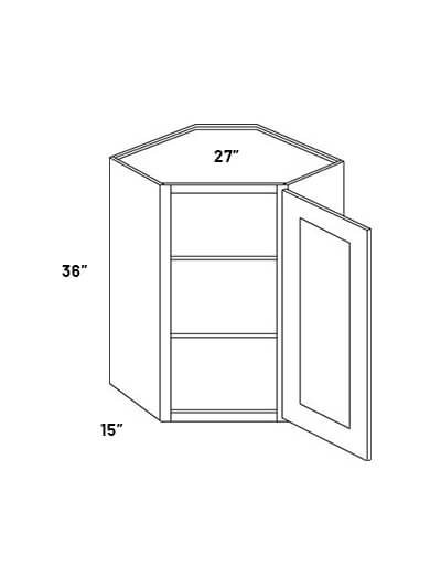 Weston White Shaker Single Door Corner Wall Cabinet - 27"W x 36"H