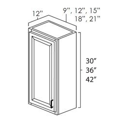 Onyx Black Shaker 15" x 18" Single Door Wall Cabinet