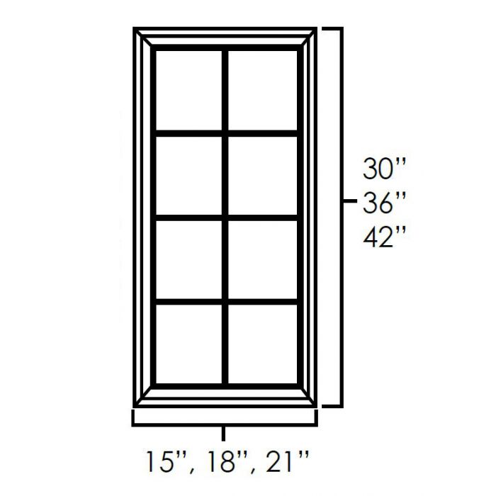 Onyx Black Shaker 18" x 42" Single Glass Mullion Doors