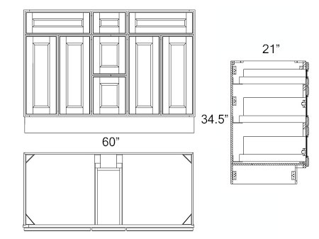 Onyx Black Shaker 60" x 21" Double Sink Vanity Cabinets