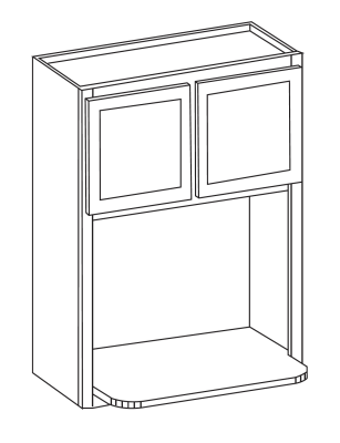 Gloss White Open Shelf Microwave Cabinet - 30"W x 30"H