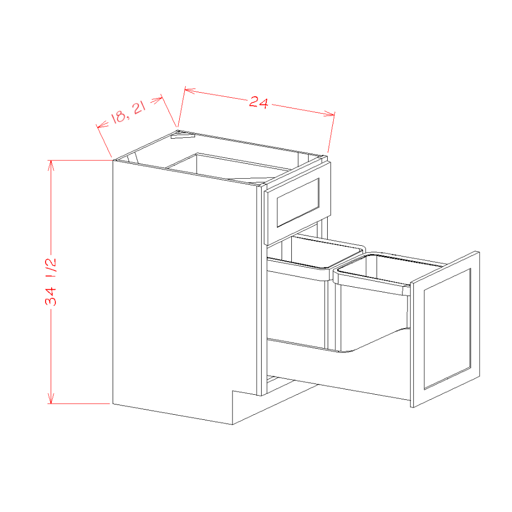 Single Door Base Cabinet w/ Trash Pullout