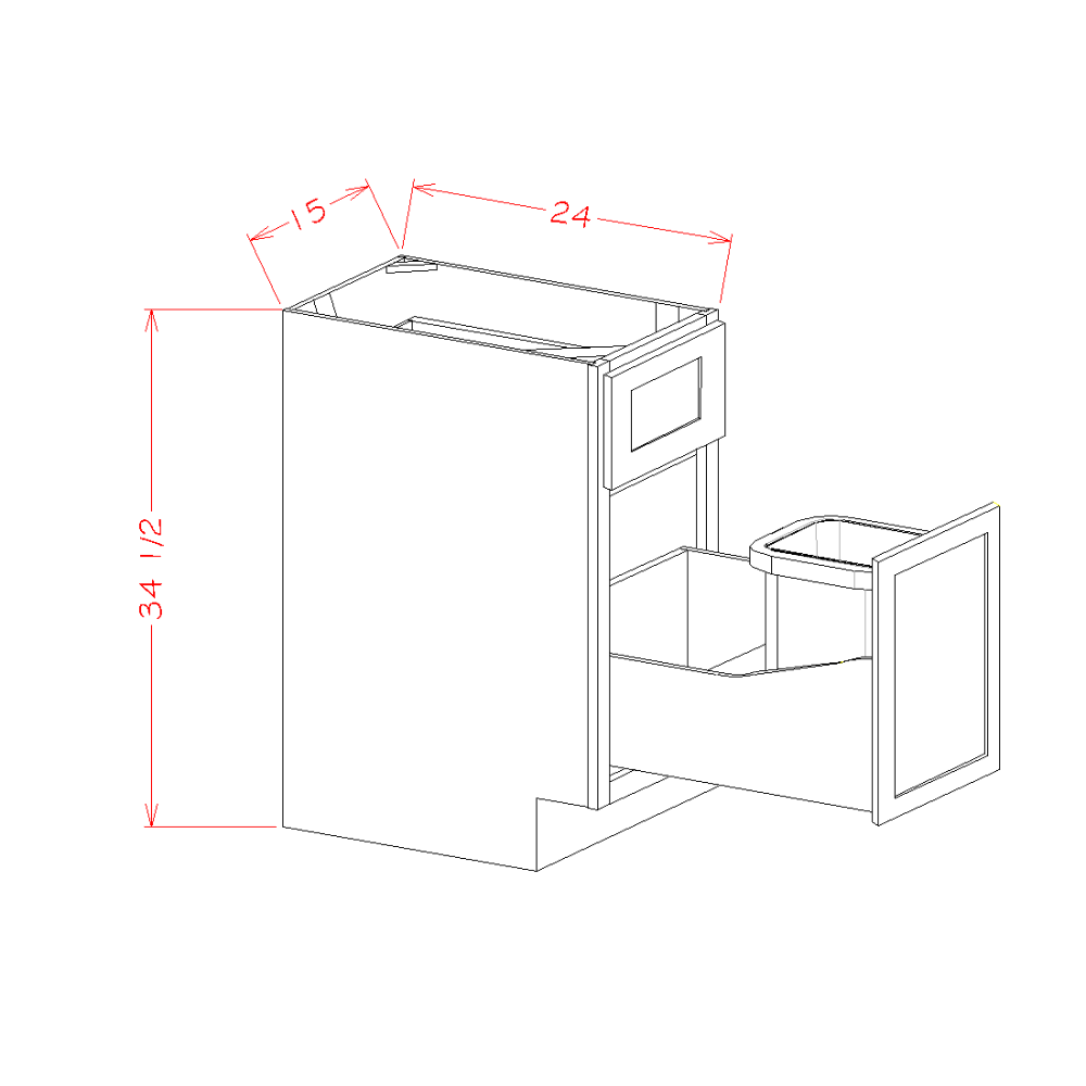 Single Door Base Cabinet w/ Trash Pullout