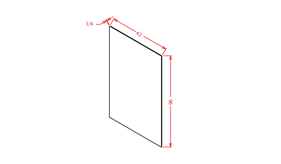 Finished Plywood Panel - 1/4"D X 96"W X 42"H