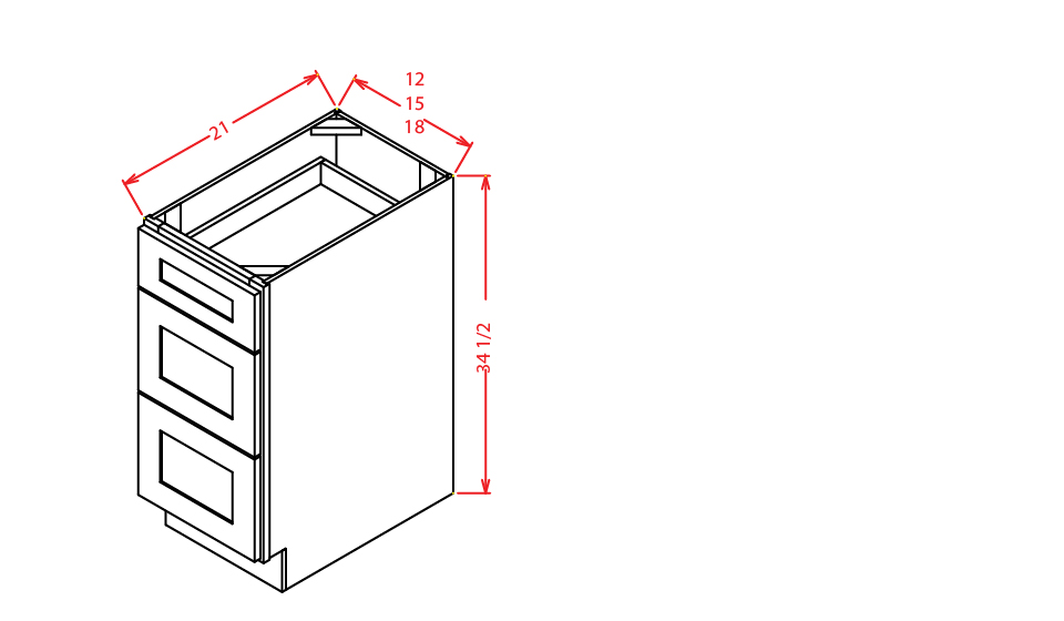 Natural Shaker Vanity Drawer Base - 15"W X 21"D X 34-1/2"H
