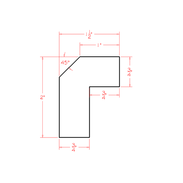Natural Shaker Angle Light Rail Moulding - 96"W x 1-1/2" x 2"D