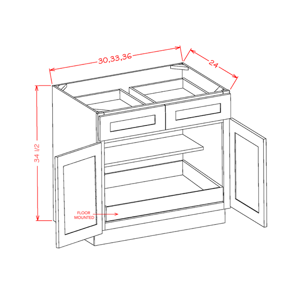 Natural Shaker One Rollout Shelf Base Cabinet 24"W x 34-1/2"H x 24"D