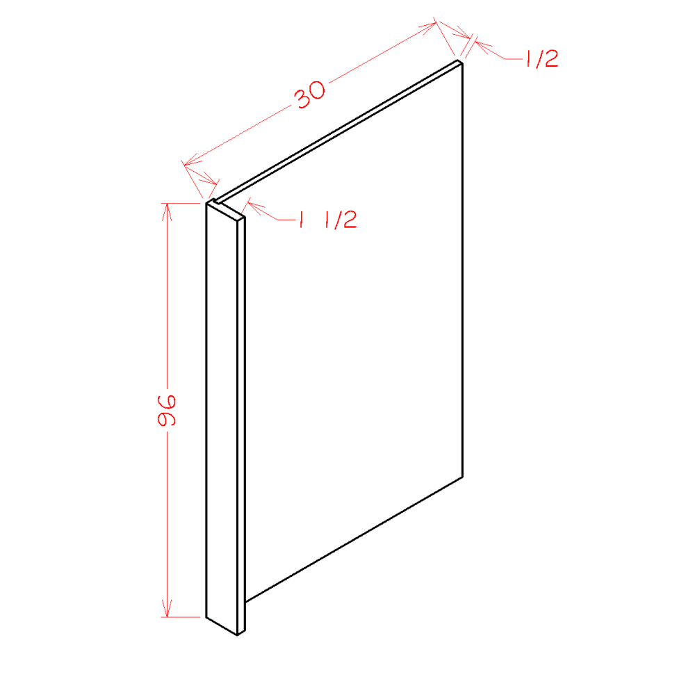 Natural Shaker Refrigerator End Panel - 1-1/2"W x 96"H x 30"D