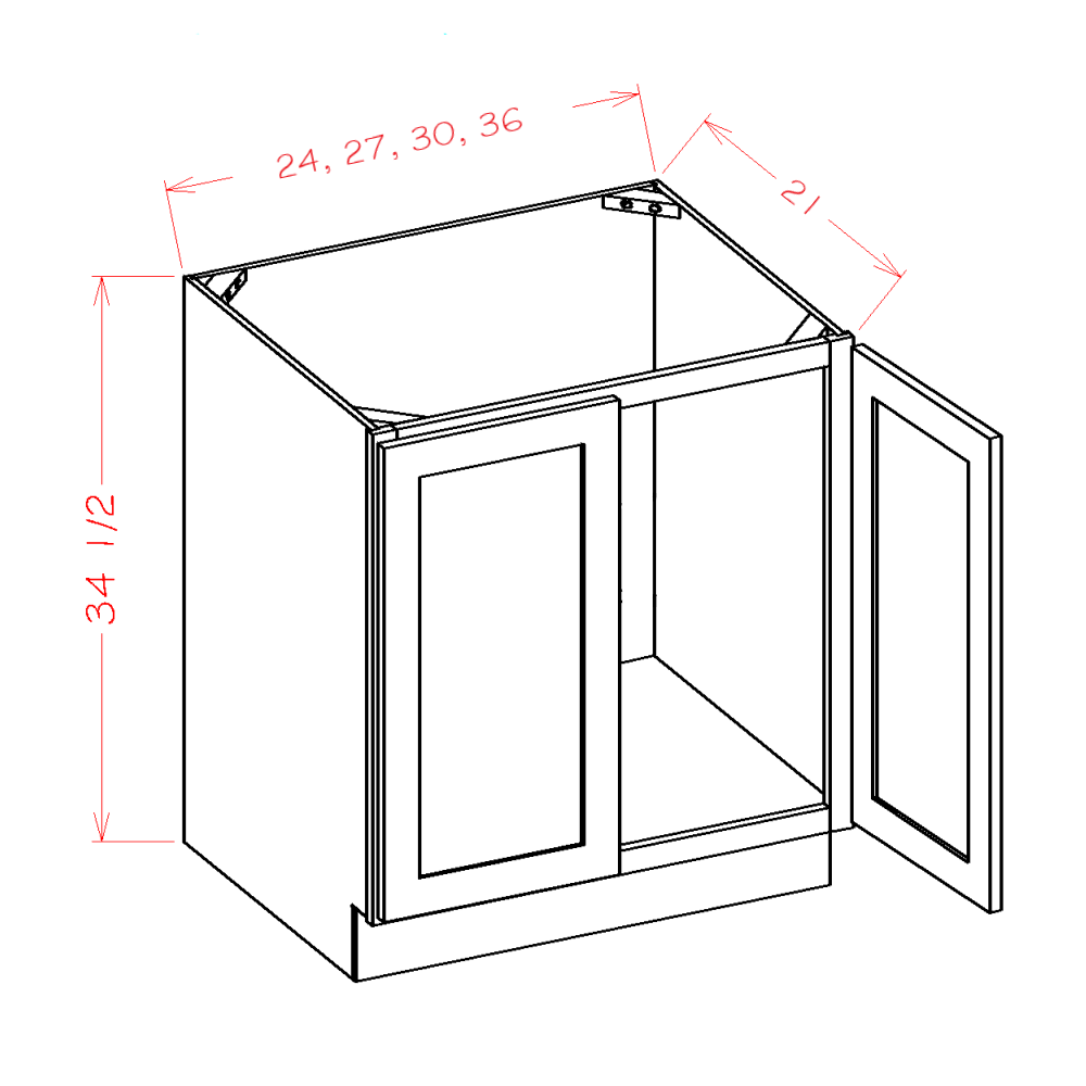 Natural Shaker Vanity Full Height Door Sink Base Cabinet - 36"W x 34-1/2"H x 21"D