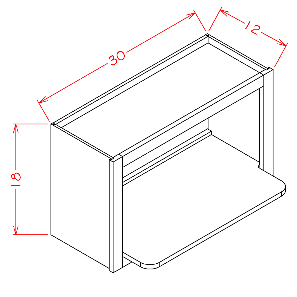 Natural Shaker Wall Microwave Cabinet - 30"W x 18"H x 12"D