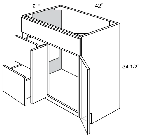 Springfield Recessed Double Door Vanity 42"W (Drawers on Left)