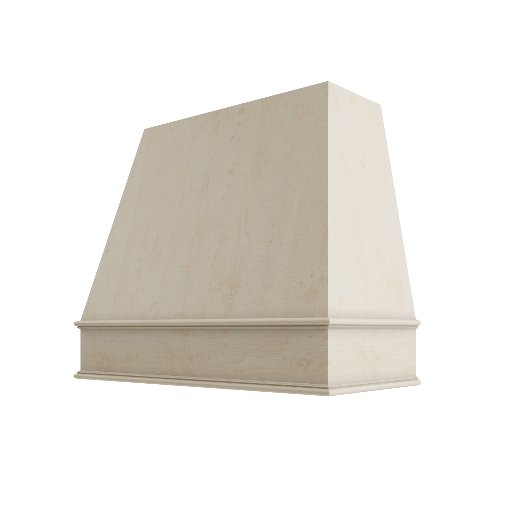 Wood Wall Mount Range Hood with Classic Trim – Tapered Style