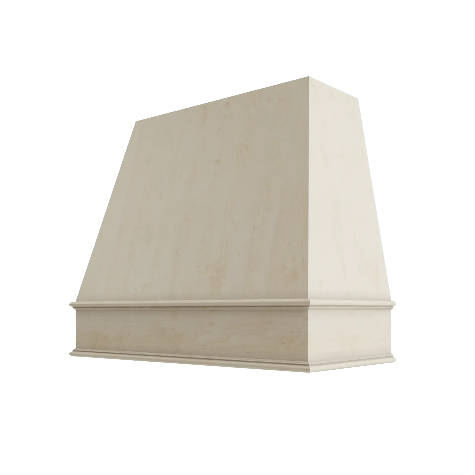 Wood Wall Mount Range Hood with Classic Trim – Tapered Style