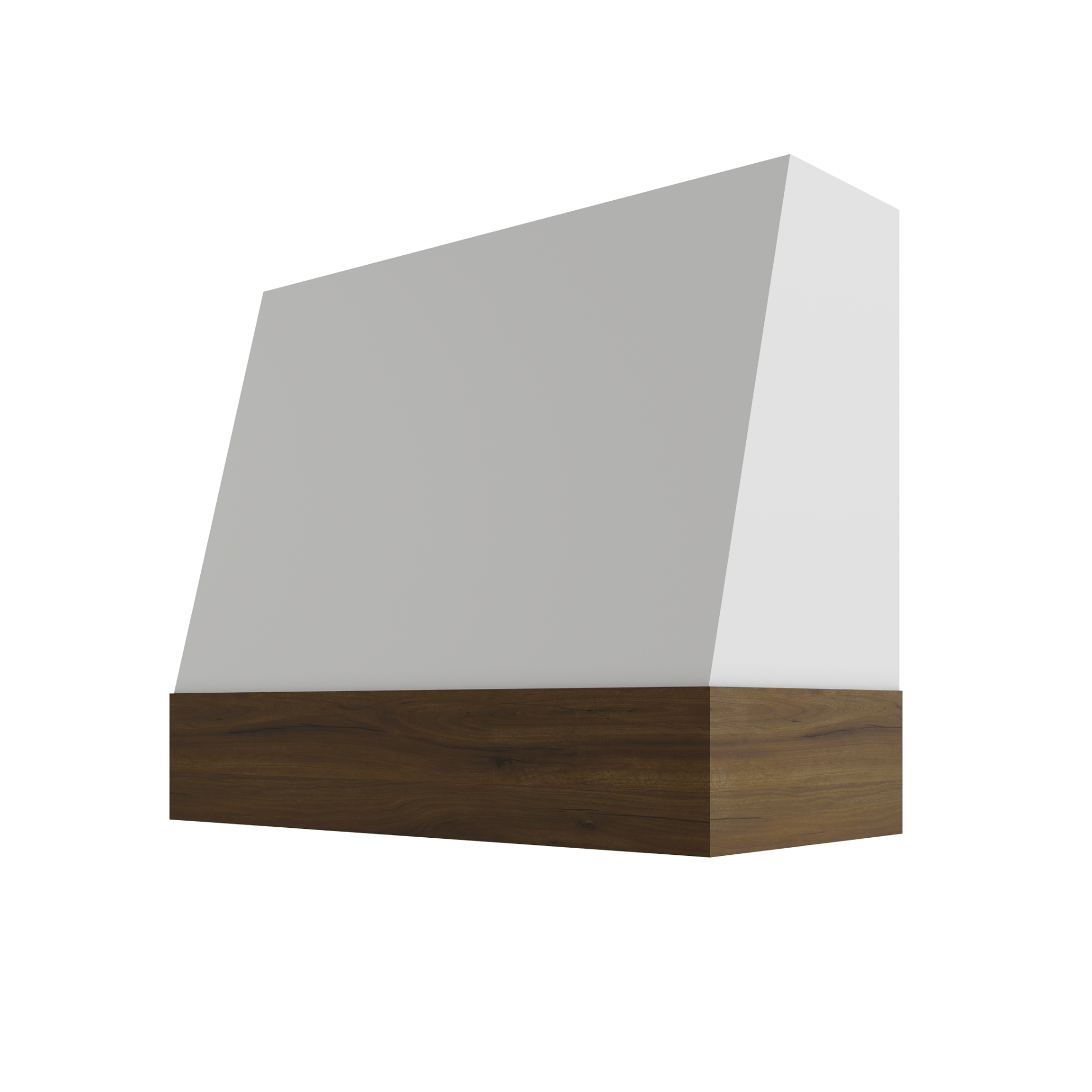 Weston White Angled Hood with Walnut Band - 30" W x 48" H