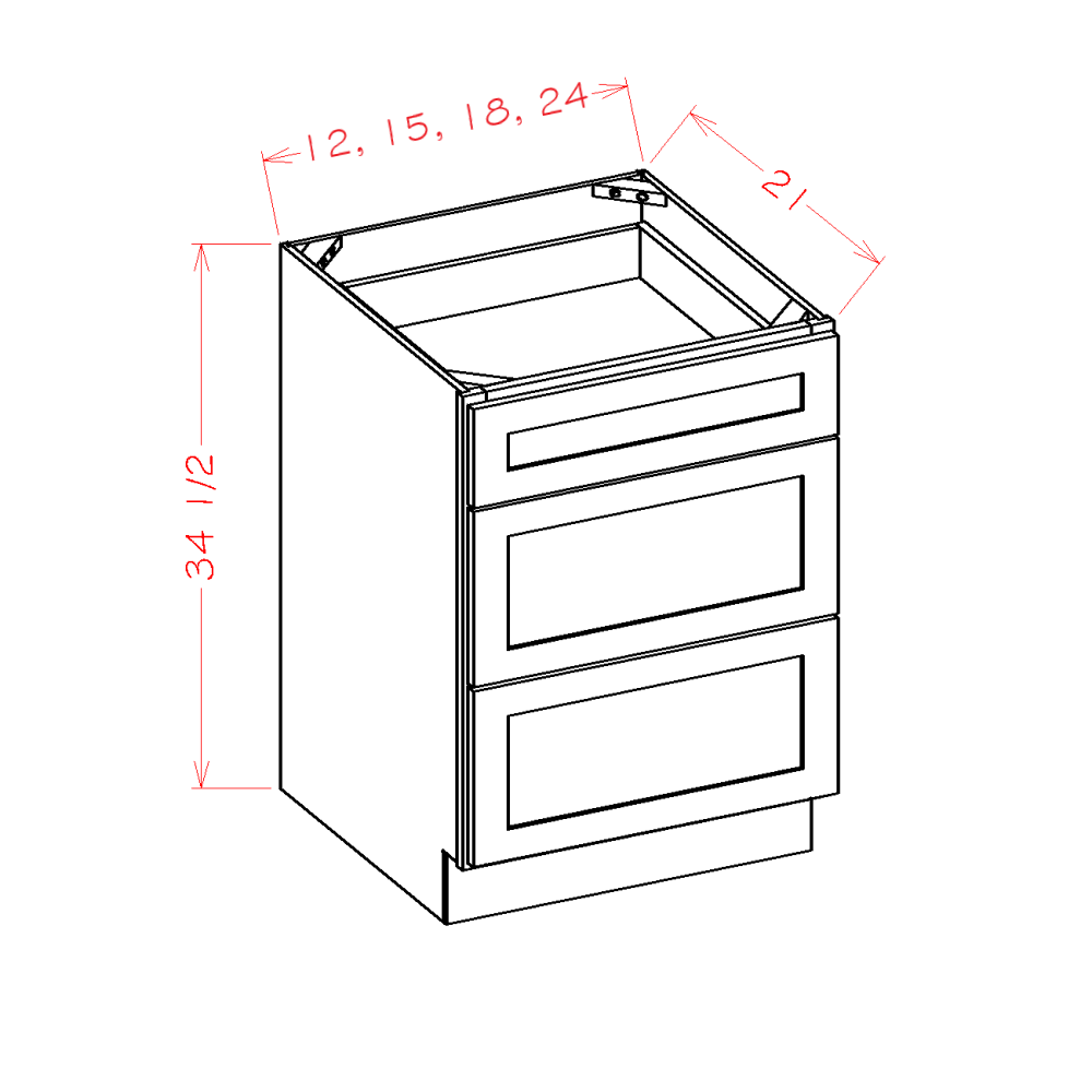 Frosted White Vanity Drawer Base - 24"W X 21"D X 34-1/2"H