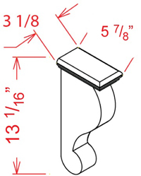 Steel Green Shaker Corbel - 3"W X 12-3/4"H X 6"D