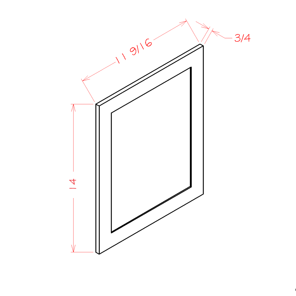 Steel Green Shaker Wall Decorative End Panel - 11-1/2"W x 14"H x 3/4"D