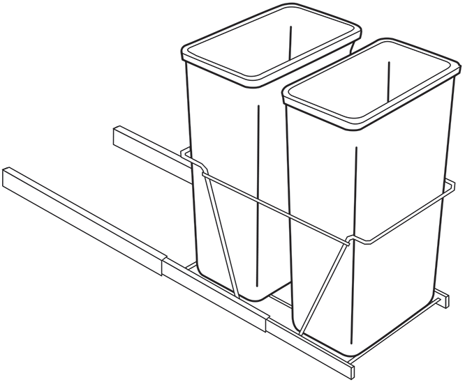 Rustic Slab Trash Pullout for 18"W Single Door Base Cabinet