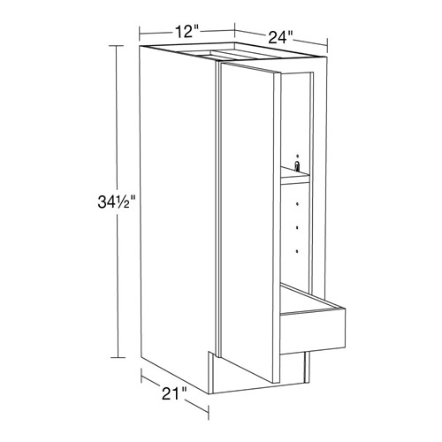 Strata Gray Flat Panel Base Full Height 12" 1 Rollout 