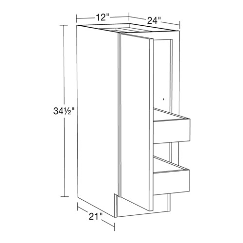 Strata Gray Flat Panel Base Full Height 12" 2 Rollout 