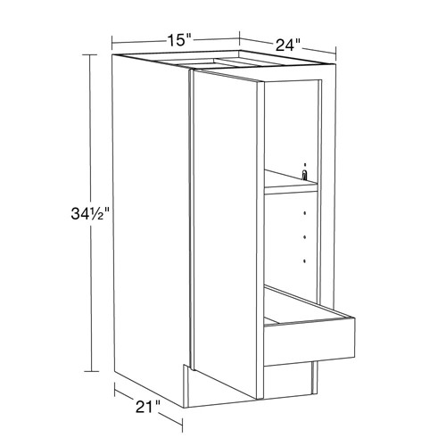 Strata Gray Flat Panel Base Full Height 15" 1 Rollout 